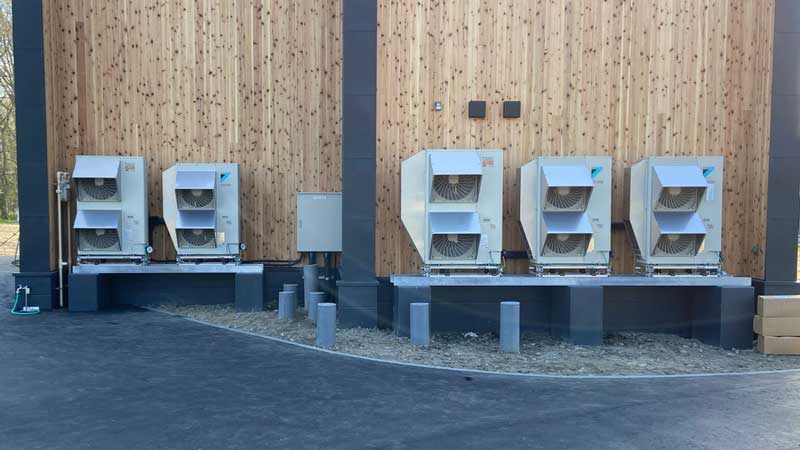 店舗用エアコン向けSUS製防雪フード