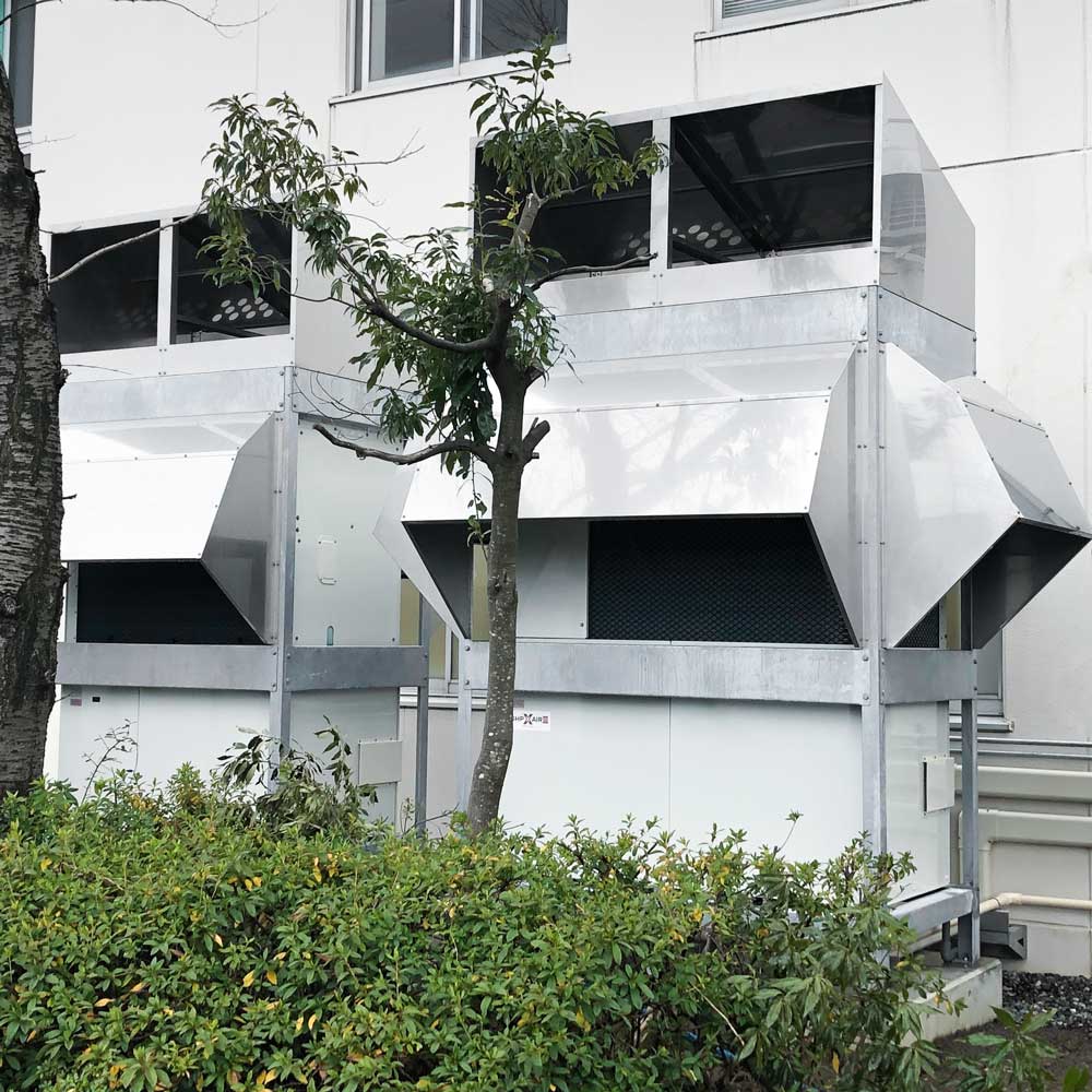 GHP用高置架台・SUS製防雪フード